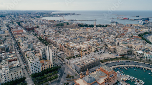 Bari Apulia City port boats and yachts Sea Coastline in Italy Drone picture