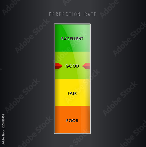 Perfection rate measure illustration template. Dark version.