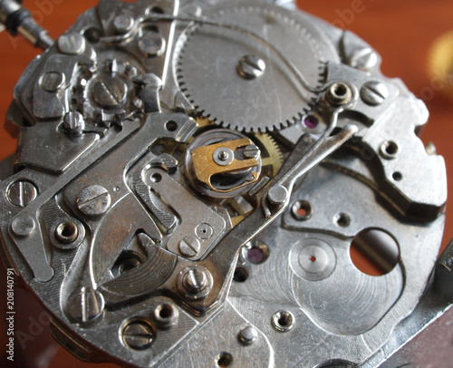 vinrage watch gears under repair close up