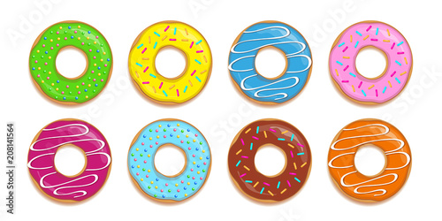bunte donuts mit verschiedenen toppings 8er Set