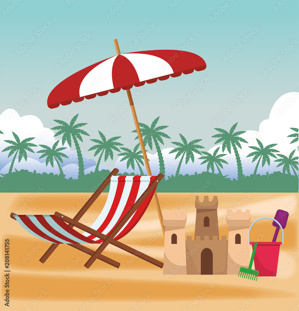 Obraz premium Beach and vacations cartoon elements vector illustration graphic design