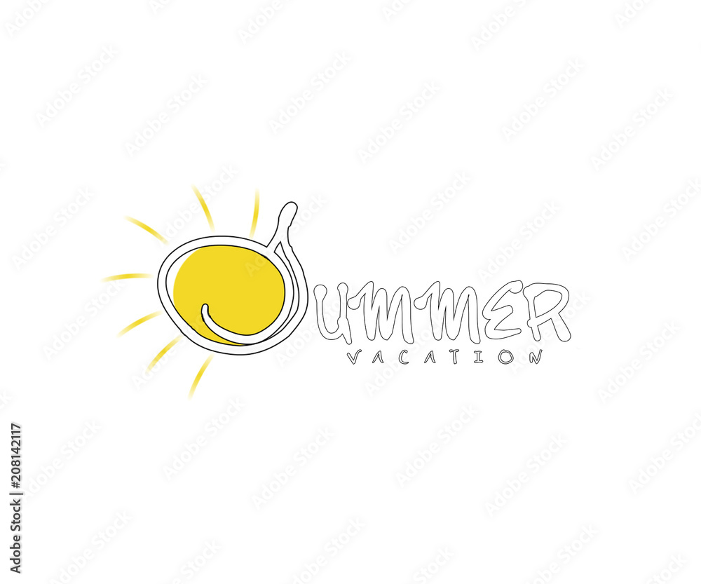 Fototapeta premium illustration: Brush lettering composition of Summer Vacation on white background.