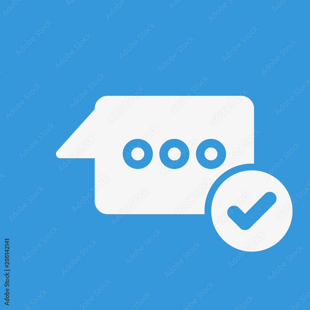 Chat icon, multimedia icon with check sign. Chat icon and approved, confirm, done, tick, completed symbol Chat icon, multimedia icon with check sign. Chat icon and approved, confirm, done, tick, completed symbol