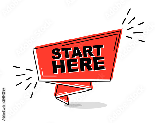 red flat line banner start here