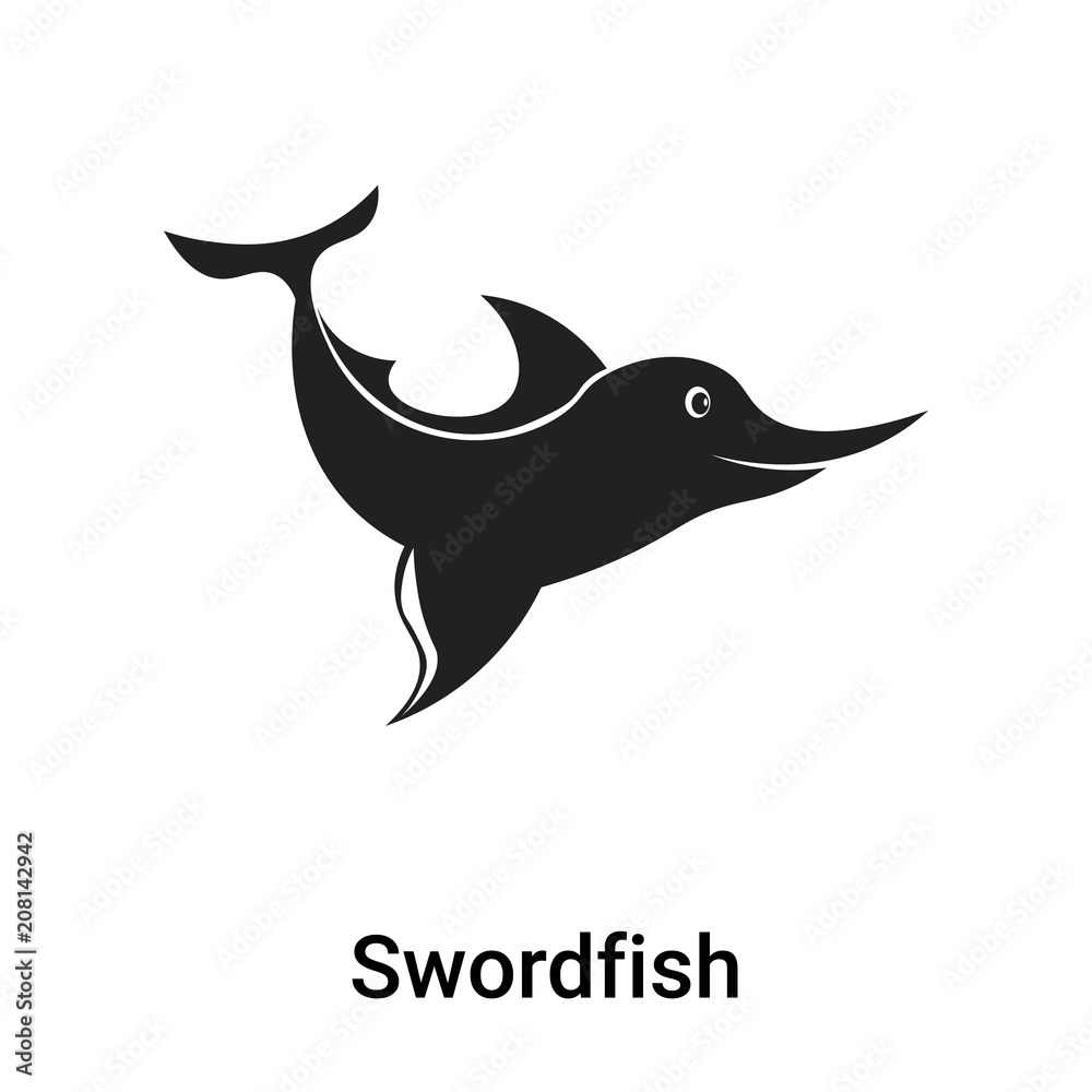Swordfish icon vector sign and symbol isolated on white background, Swordfish logo concept Swordfish icon vector sign and symbol isolated on white background, Swordfish logo concept