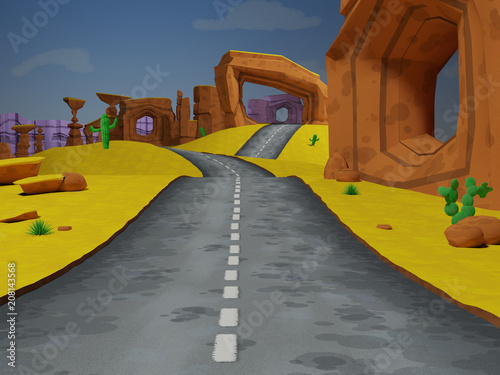 3D Cartoon desert rocks illustration