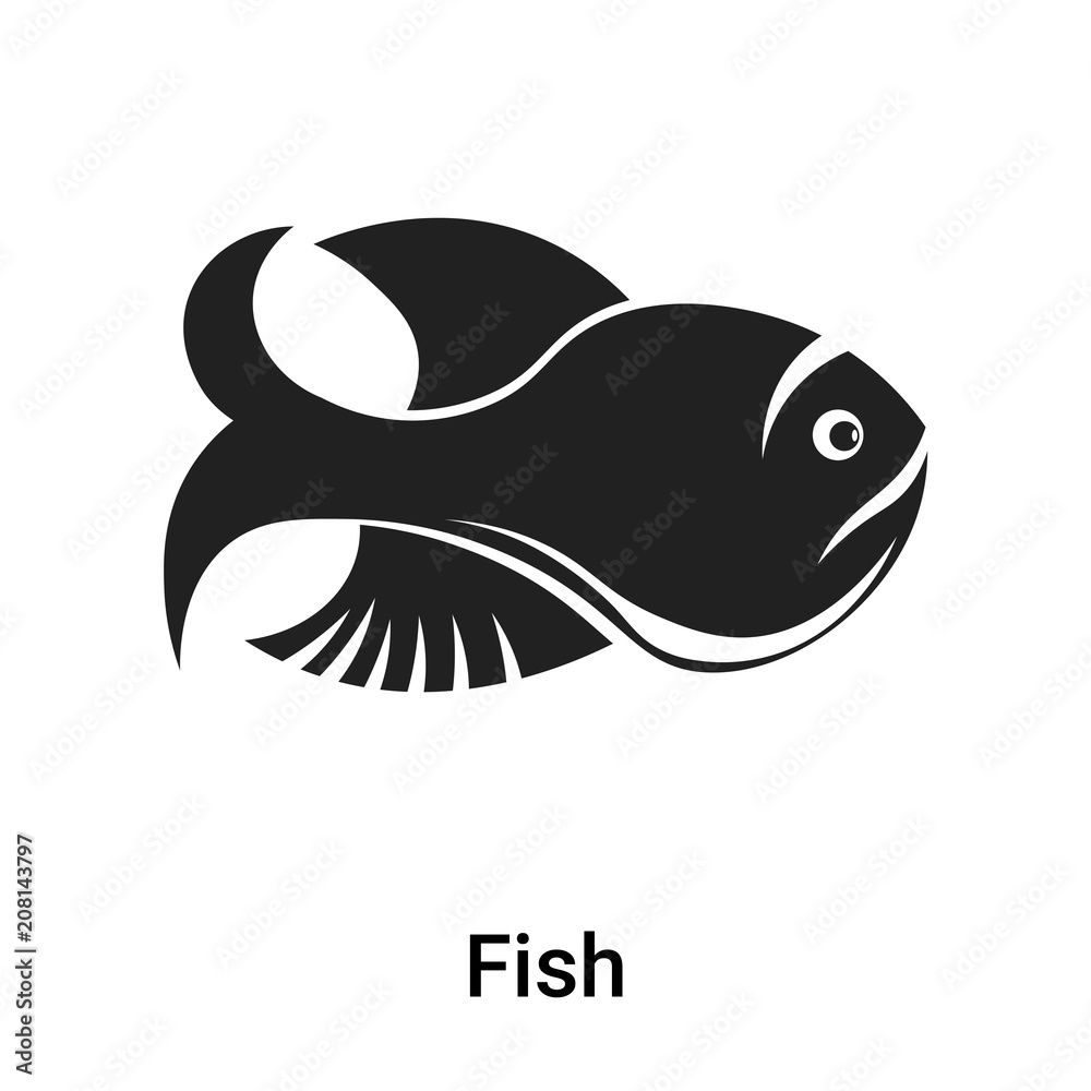 Fish icon vector sign and symbol isolated on white background, Fish logo concept Fish icon vector sign and symbol isolated on white background, Fish logo concept