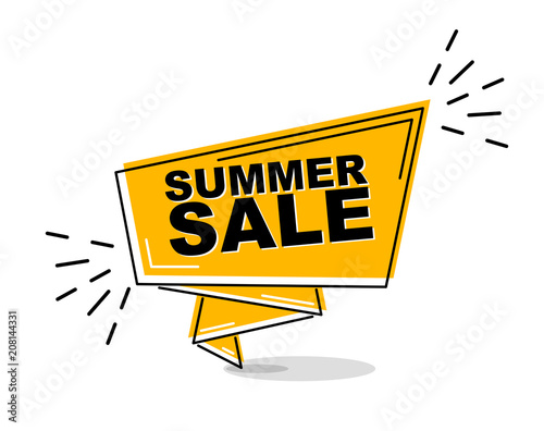 yellow flat line banner summer sale