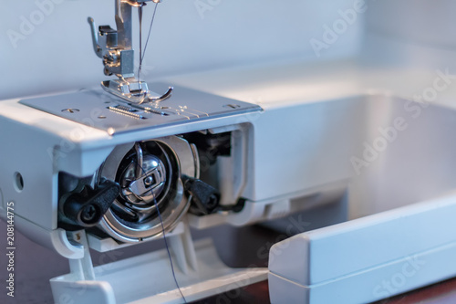 The working area of the sewing machine close-up