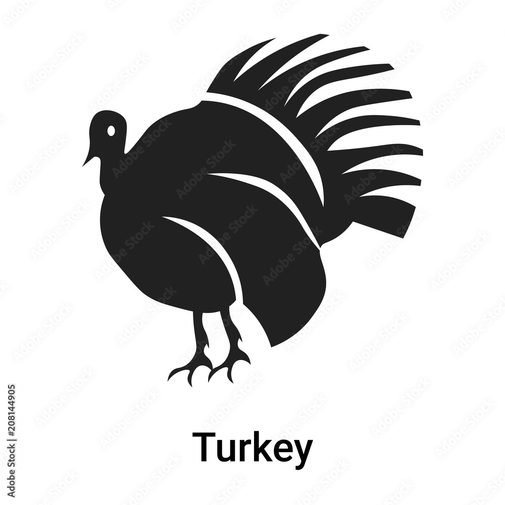 Fototapeta premium Turkey icon vector sign and symbol isolated on white background, Turkey logo concept