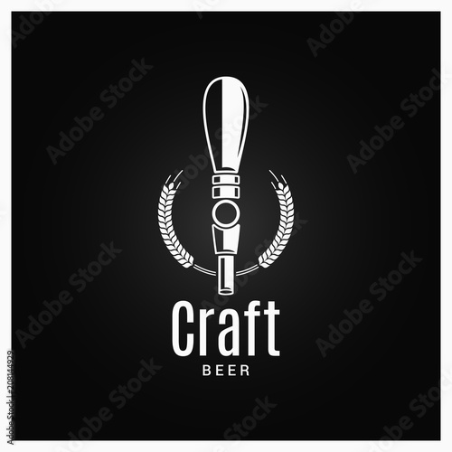 Beer tap logo. Craft beer label on black background
