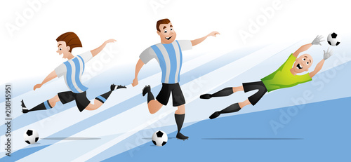 Team Argentina football soccer players set kicking the ball