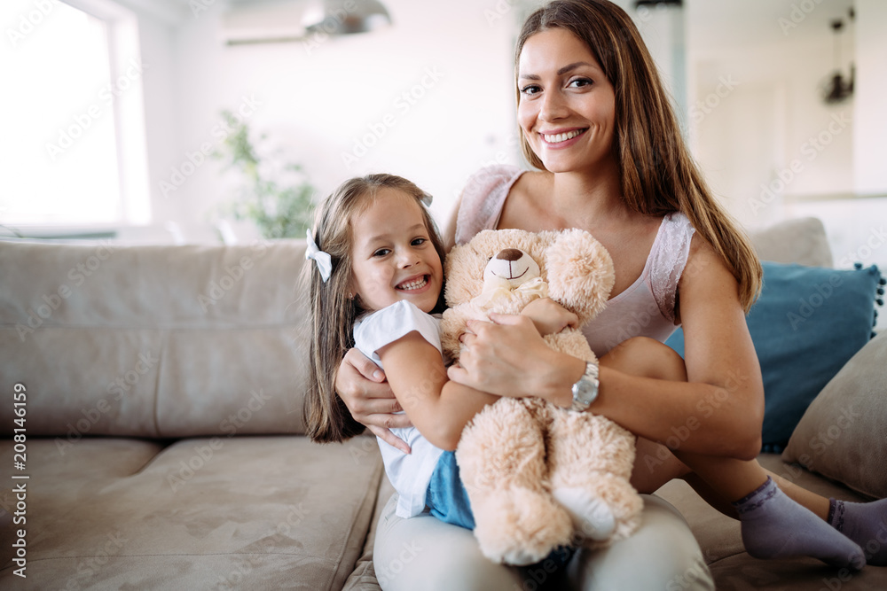 Happy family having fun time at home