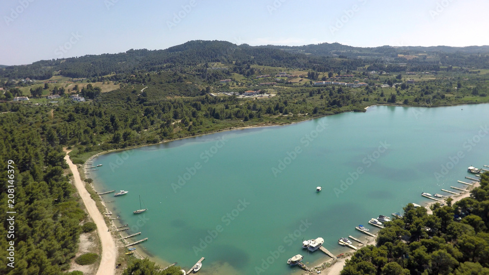 Aerial view of coastline of Kassandra peninsula, Greece