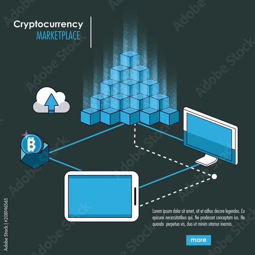 Cryptocurrency system and market place banner information vector illustration graphic design