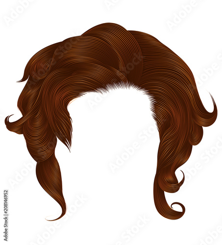 trendy  woman curly
ginger color . 
medium length . beauty style . realistic  3d .
