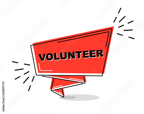 red flat line banner volunteer