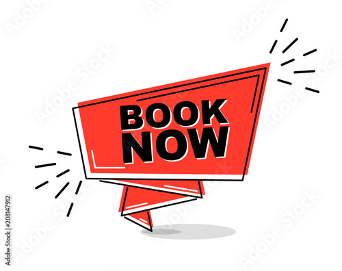 red flat line banner book now