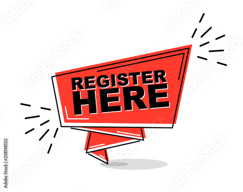 red flat line banner register here