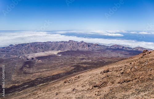 View from Teleferico of Mount Teide, García's rocks, Teide national park , Tenerife, Canary Islands, Spain