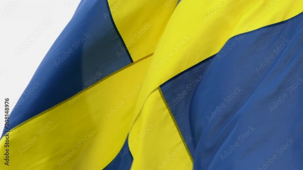 The swedish flag flapping in slow motion