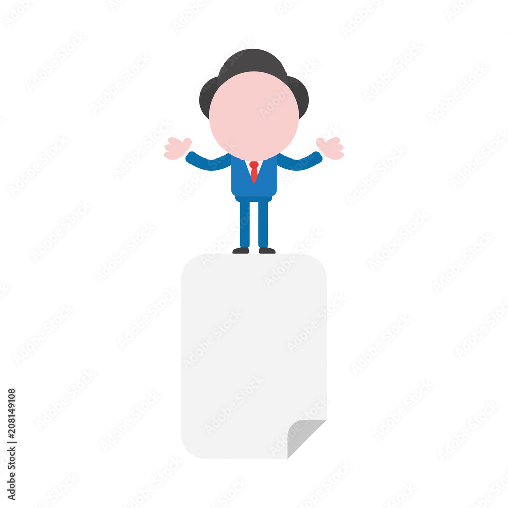 Vector illustration businessman character on blank paper
