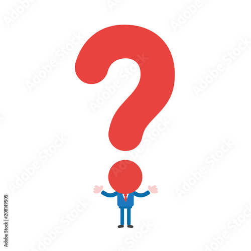 Vector illustration businessman character with question mark head