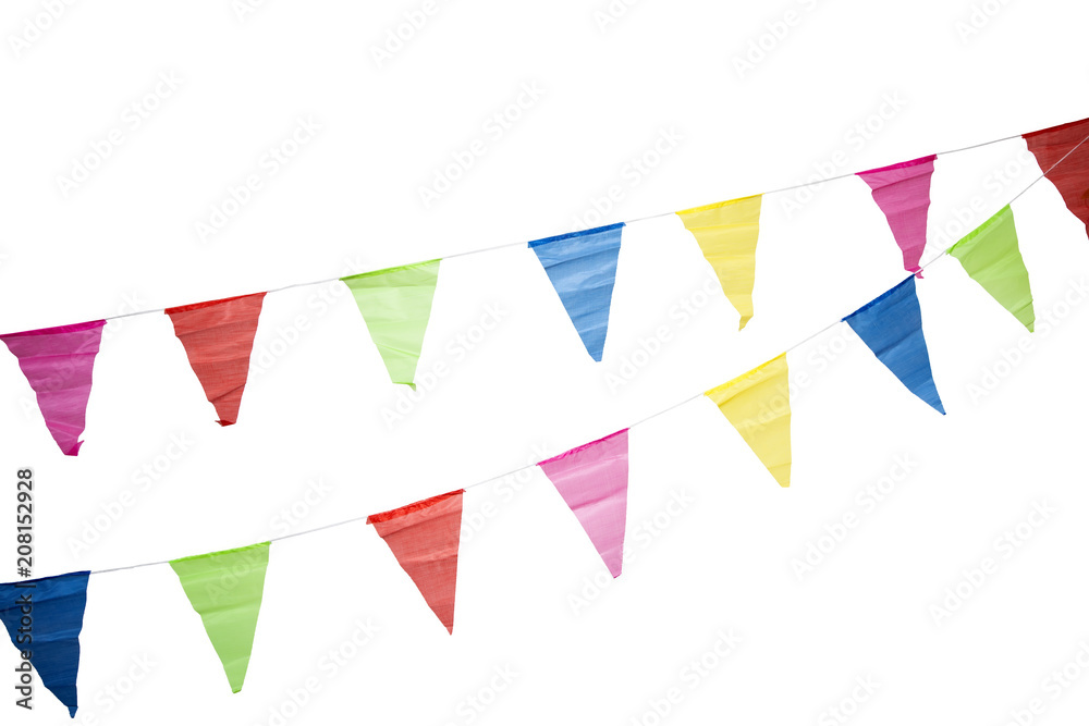 Obraz premium Birthday decoration flags isolated on white background