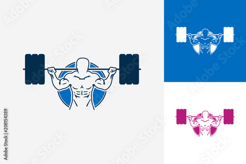 Weightlifting Logo Template Design Vector, Emblem, Design Concept, Creative Symbol, Icon