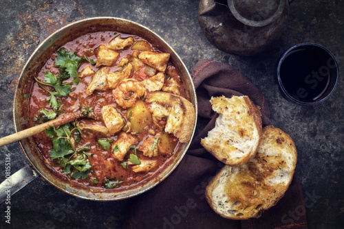 Quadro su tela Traditional Creole cajun court bouillon with fish and seafood gumbo chowder stew