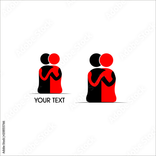Friends hug each other. Vector Illustration icon.