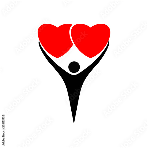 Man holds the heart. Vector Illustration