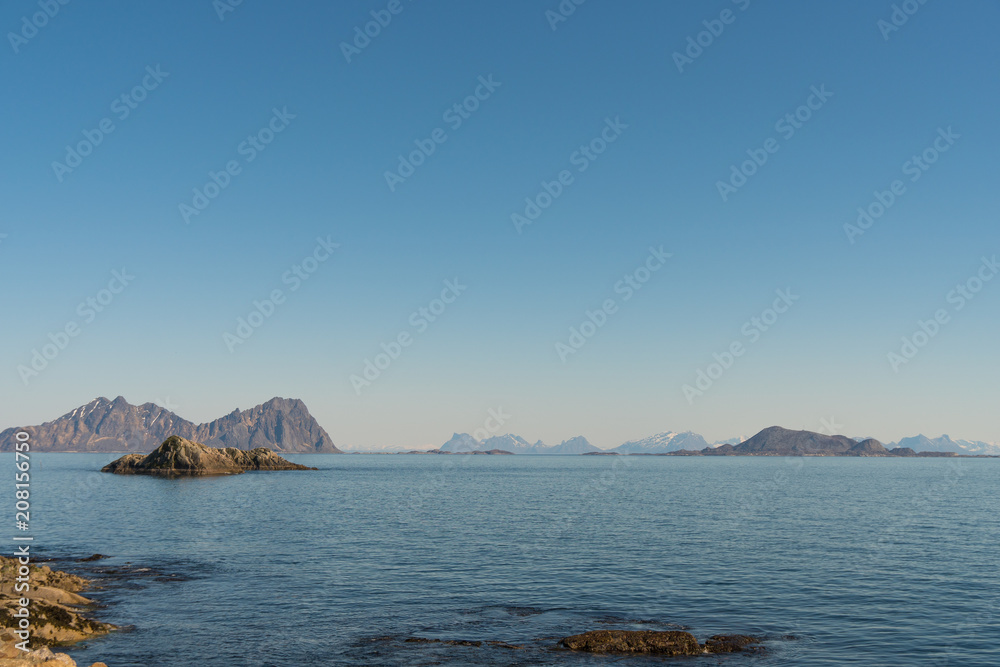 View over the harbor of Kabelvag at Lofoten Islands / Norway