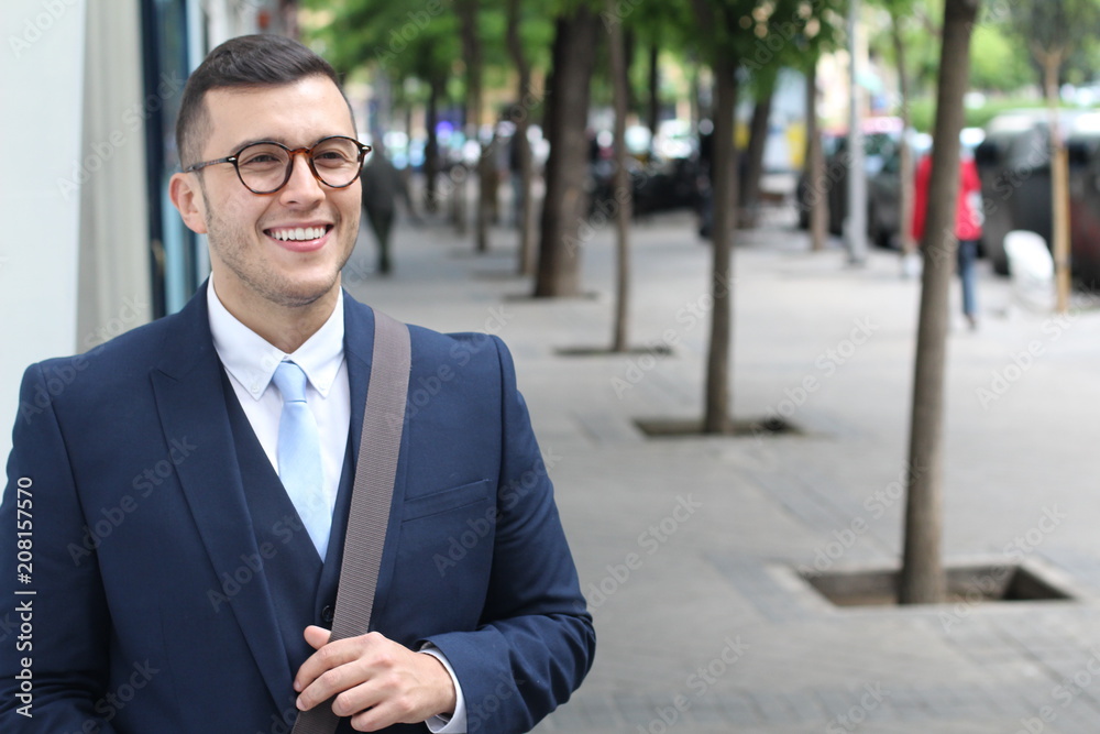 Classy man wearing suit and tie outdoors Classy man wearing suit and tie outdoors