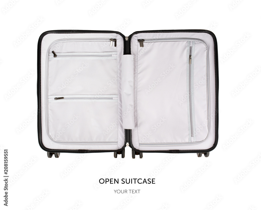 Opened empty suitcase isolated on white background