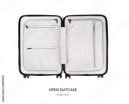 Obraz na płótnie Opened empty suitcase isolated on white background w salonie