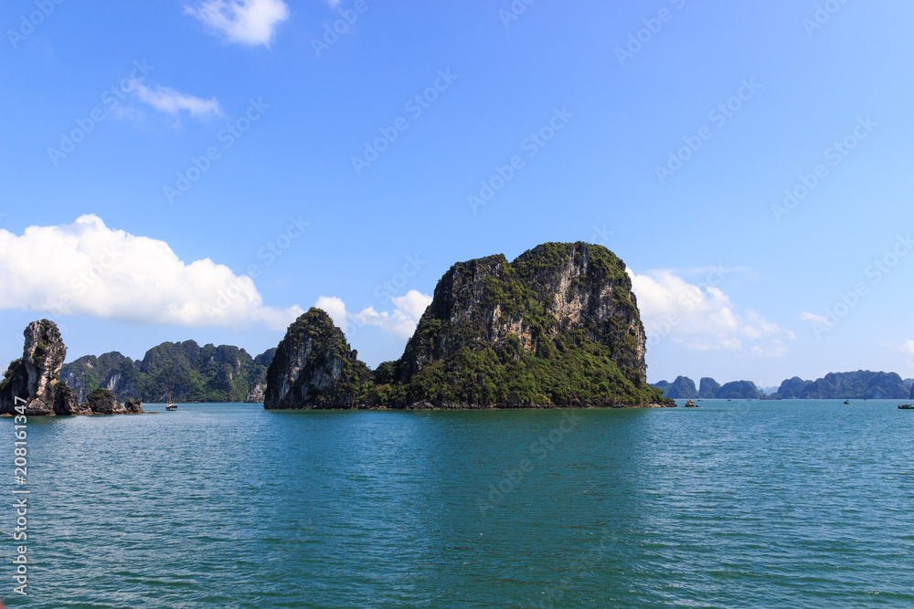 limestone cliffs in Ha Long Bay, Vietnam