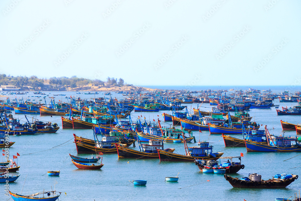 A lot of boats in a fishing village