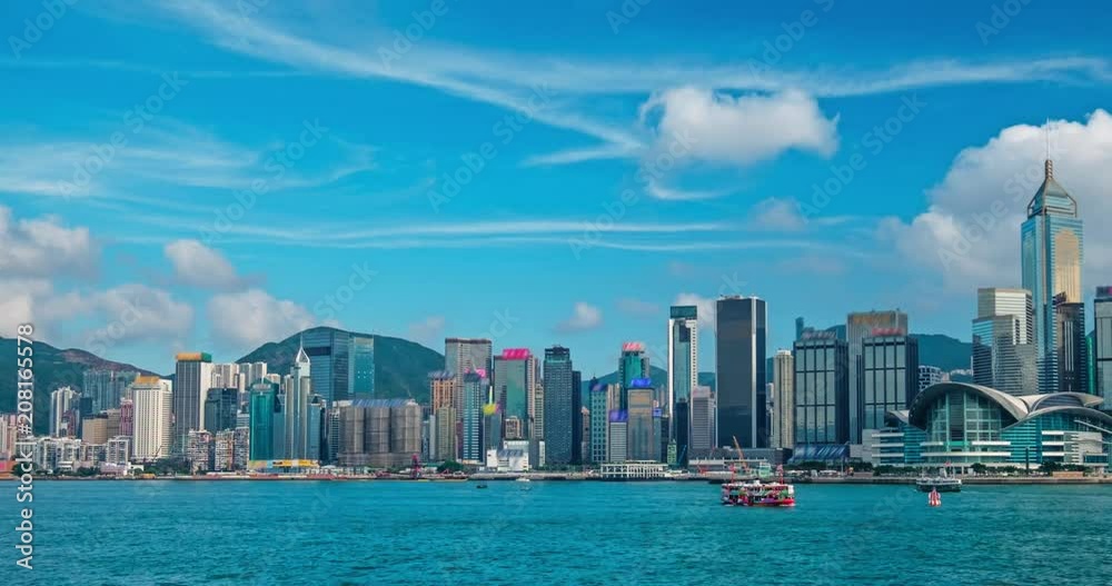 Aerial timelapse of Hong Kong skyline. Hong Kong, China Aerial timelapse of Hong Kong skyline. Hong Kong, China