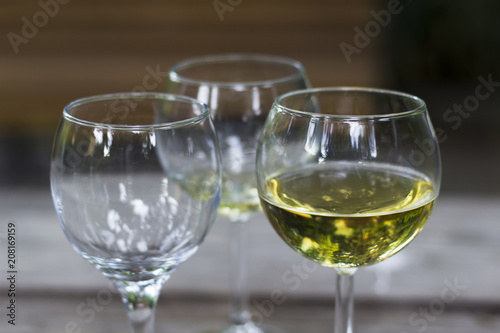 close-up shot of wine glasses