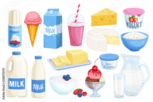 set dairy products