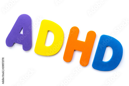 ADHD spelt with coloured letters