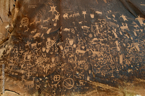 Petroglyphs at Newspaper Rock, Bears Ears National Monument, Utah  photo