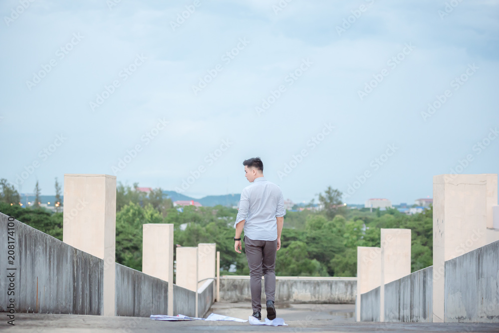 Unemployed businessman stress sitting on stair, Unemployed businessman stress sitting on stair,