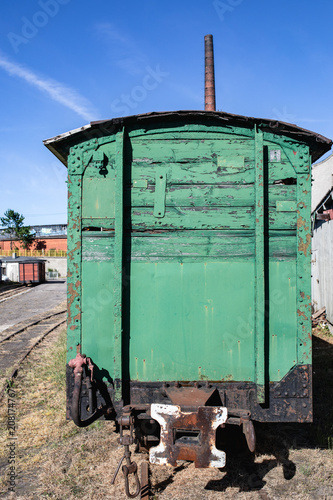 Railways - old, vintage car, carriage of the narrow-gauge railway in Gniezno, Poland. photo