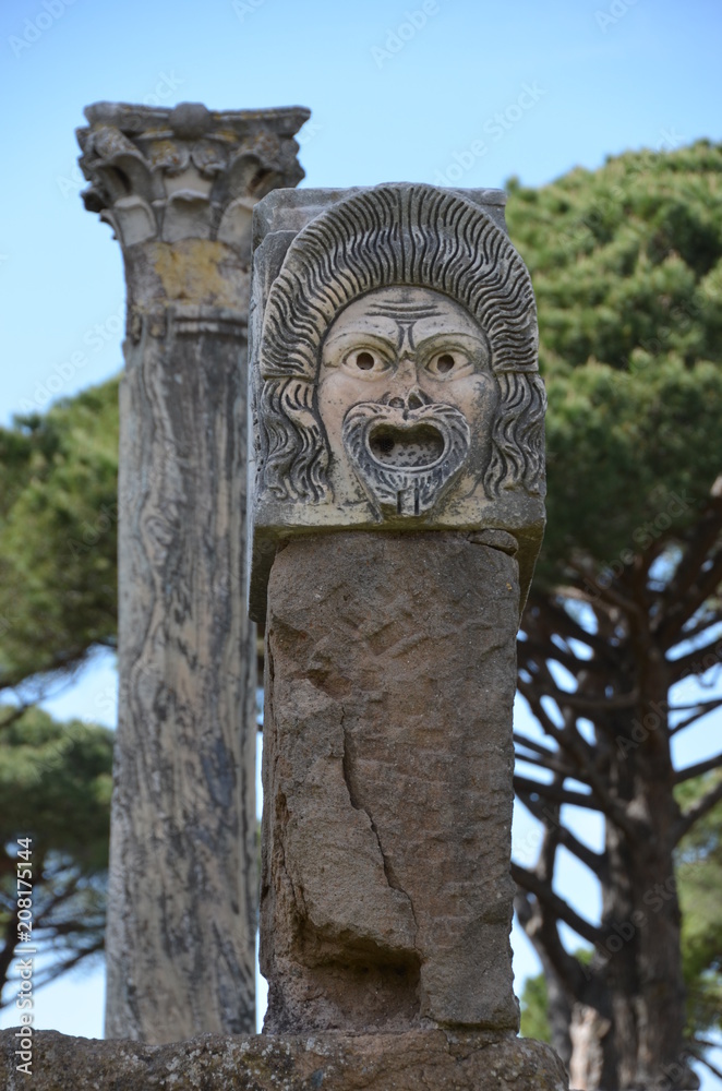 Obraz premium ancient theatre mask rome italy ostia
