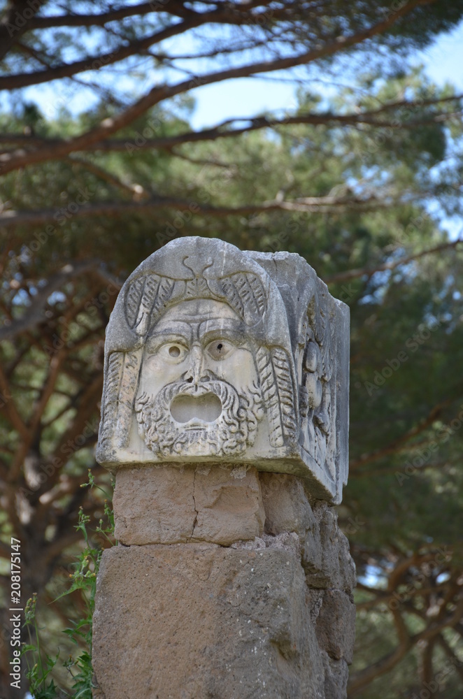 ancient theatre mask rome italy ostia