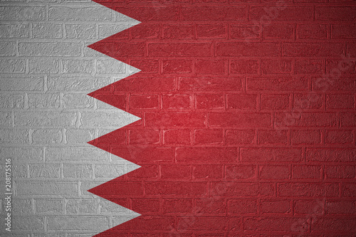 Flag of Bahrain on brick wall background, 3d illustration