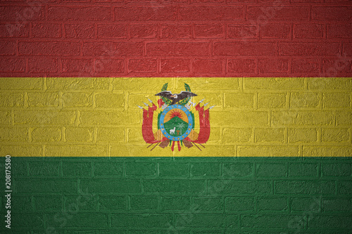 Flag of Bolivia on brick wall background, 3d illustration
