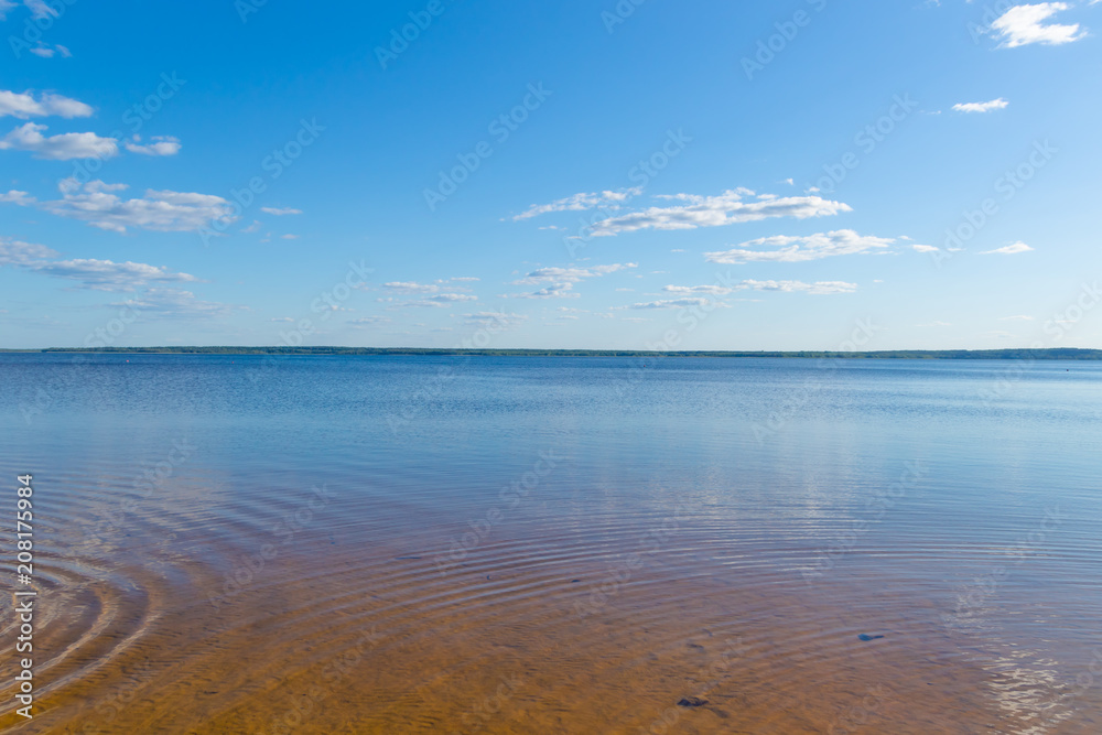 A calm scene on Lake Drivyaty in Braslav, Belarus